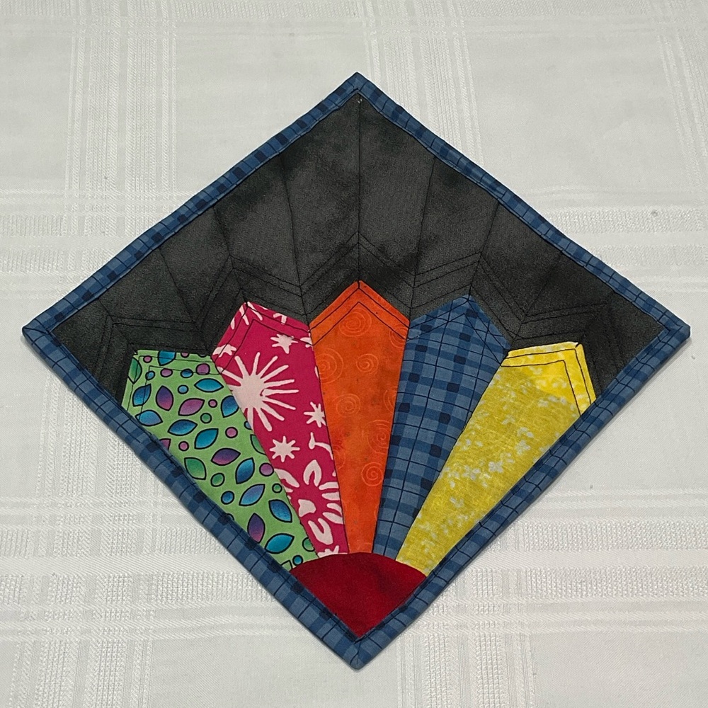 Hand Sewn Artistic Colorful Quilted Hot Plate Pad